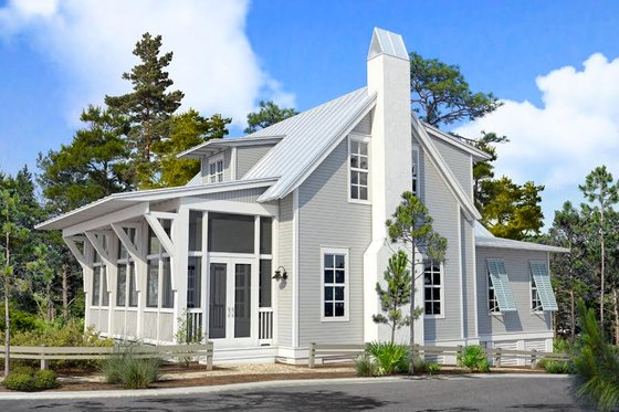 Exterior - Front Elevation for Beach House Plan #443-20 - 3 bed, 2.5 bath