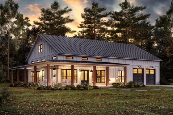 Exterior - Front Elevation 3 for Barndominium House Plan #430-333 - 3 bed, 2.5 bath