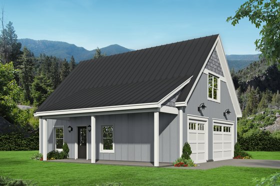 Exterior - Front Elevation for Country House Plan #932-91 - 1 bed, 1 bath