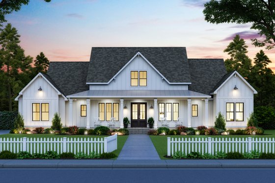 Exterior - Front Elevation for Farmhouse House Plan #1074-24 - 4 bed, 3.5 bath