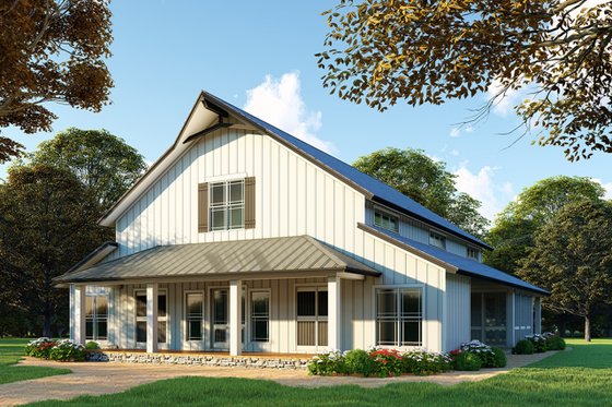 Exterior - Front Elevation for Barndominium House Plan #923-97 - 3 bed, 3.5 bath