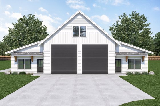 Exterior - Front Elevation for Barndominium House Plan #1070-121 - 1 bed, 1 bath
