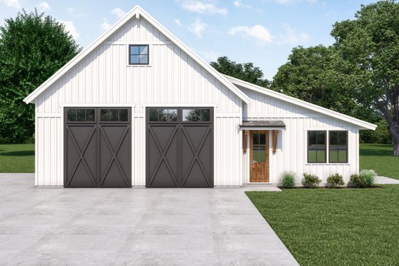 Exterior - Front Elevation 1 for Barndominium House Plan #1070-120 - 1 bed, 1 bath