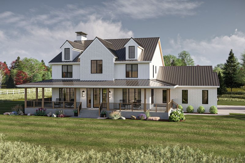 Exterior - Front Elevation 2 for Farmhouse House Plan #455-682 - 4 bed, 4.5 bath