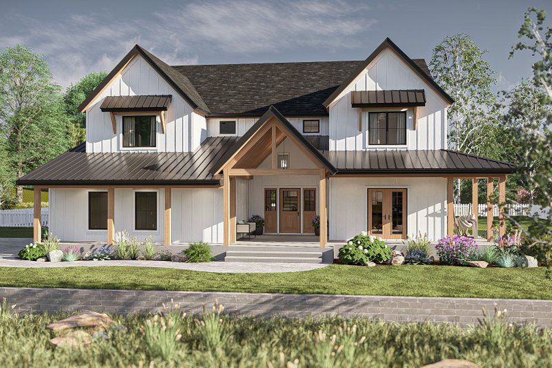Exterior - Front Elevation 2 for Farmhouse House Plan #455-321 - 4 bed, 3.5 bath