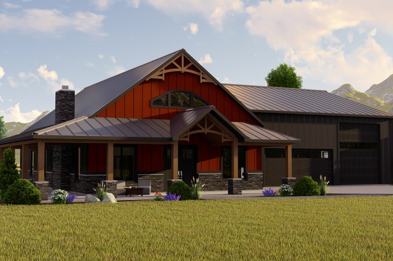 Exterior - Front Elevation 2 for Barndominium House Plan #1064-148 - 3 bed, 2 bath