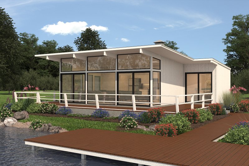 Exterior - Front Elevation 2 for Contemporary House Plan #72-529 - 2 bed, 2 bath