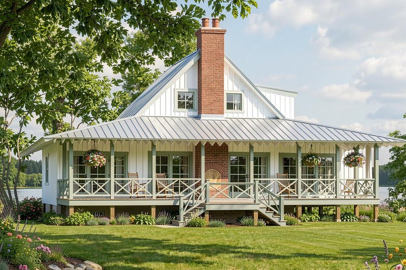 Exterior - Front Elevation 2 for Country House Plan #137-375 - 4 bed, 3 bath