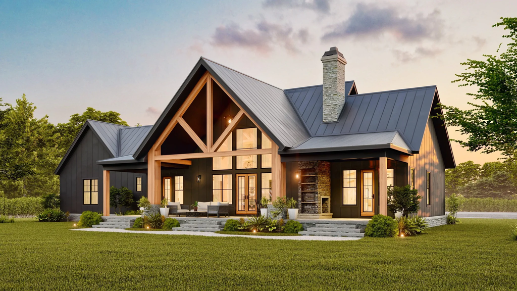 Exterior - Rear Elevation 1 for Farmhouse House Plan #119-461 - 3 bed, 3 bath
