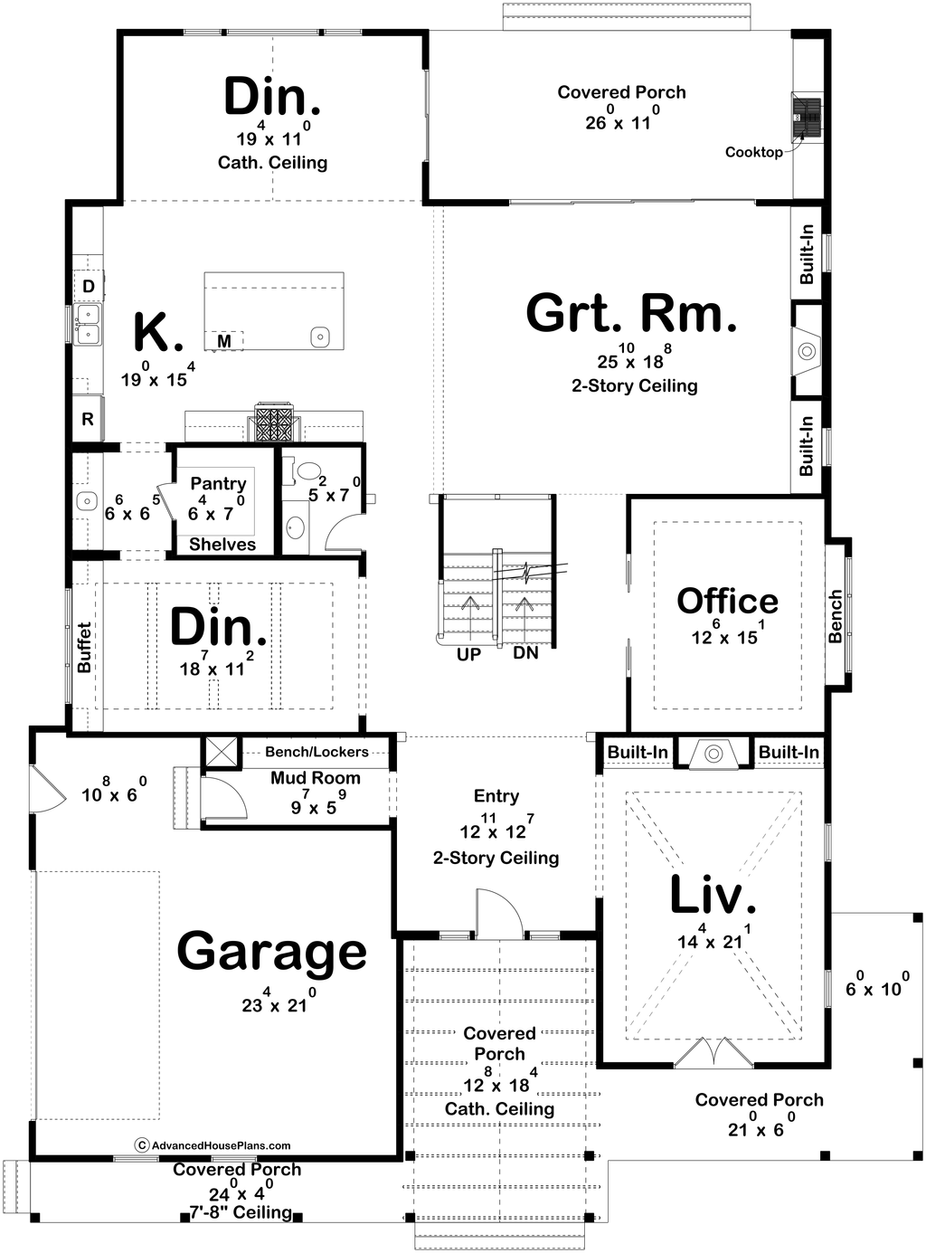 Floor Plan - Main Floor for Farmhouse House Plan #455-321 - 4 bed, 3.5 bath