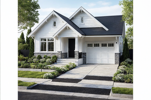 Exterior - Front Elevation for Craftsman House Plan #515-43 - 3 bed, 2 bath