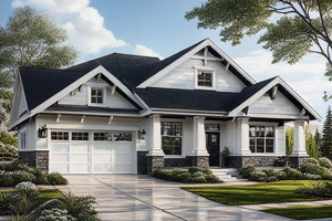 Exterior - Front Elevation for Craftsman House Plan #515-10 - 1 bed, 2 bath