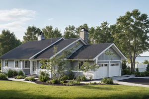 Exterior - Front Elevation for Ranch House Plan #515-24 - 3 bed, 2 bath