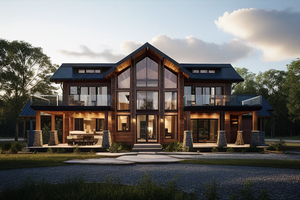 Exterior - Front Elevation for Cabin House Plan #1109-5 - 5 bed, 5.5 bath