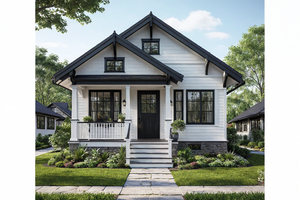 Exterior - Front Elevation for Cottage House Plan #515-19 - 2 bed, 1 bath