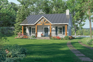 Exterior - Front Elevation for Country House Plan #21-464 - 1 bed, 1.5 bath