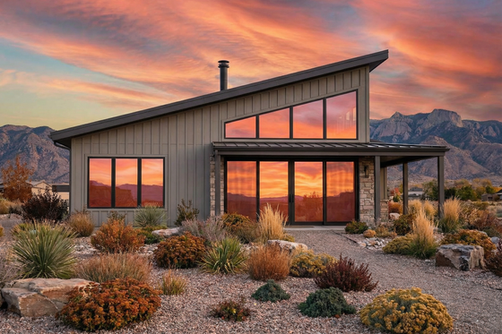 Mid-Century Modern Barndominium Plan
