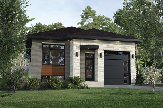 Exterior - Front Elevation for Contemporary House Plan #25-4880 - 2 bed, 1 bath